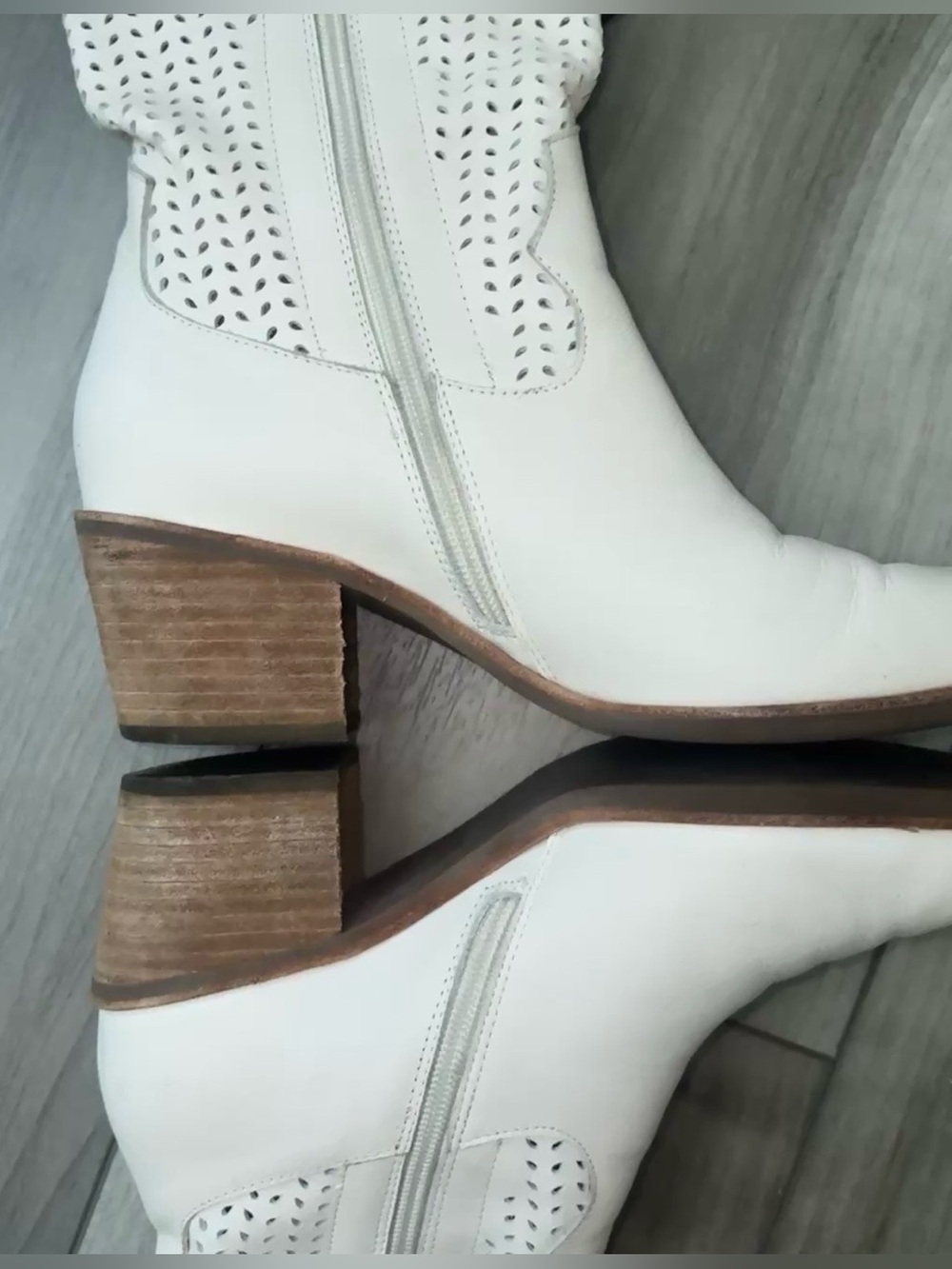 Anthropologie Silent D Cream Leather Western Boots EU 37 - Picture 5 of 10